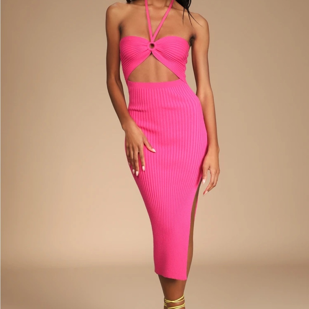 Lulus pink halter dress, size small, worn once. Paid $73